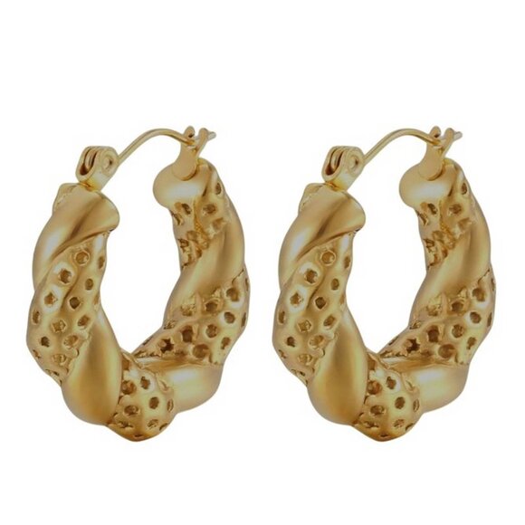 Luxury Style Jewelry - Hoop Style Earrings 18K Gold Plated Steel